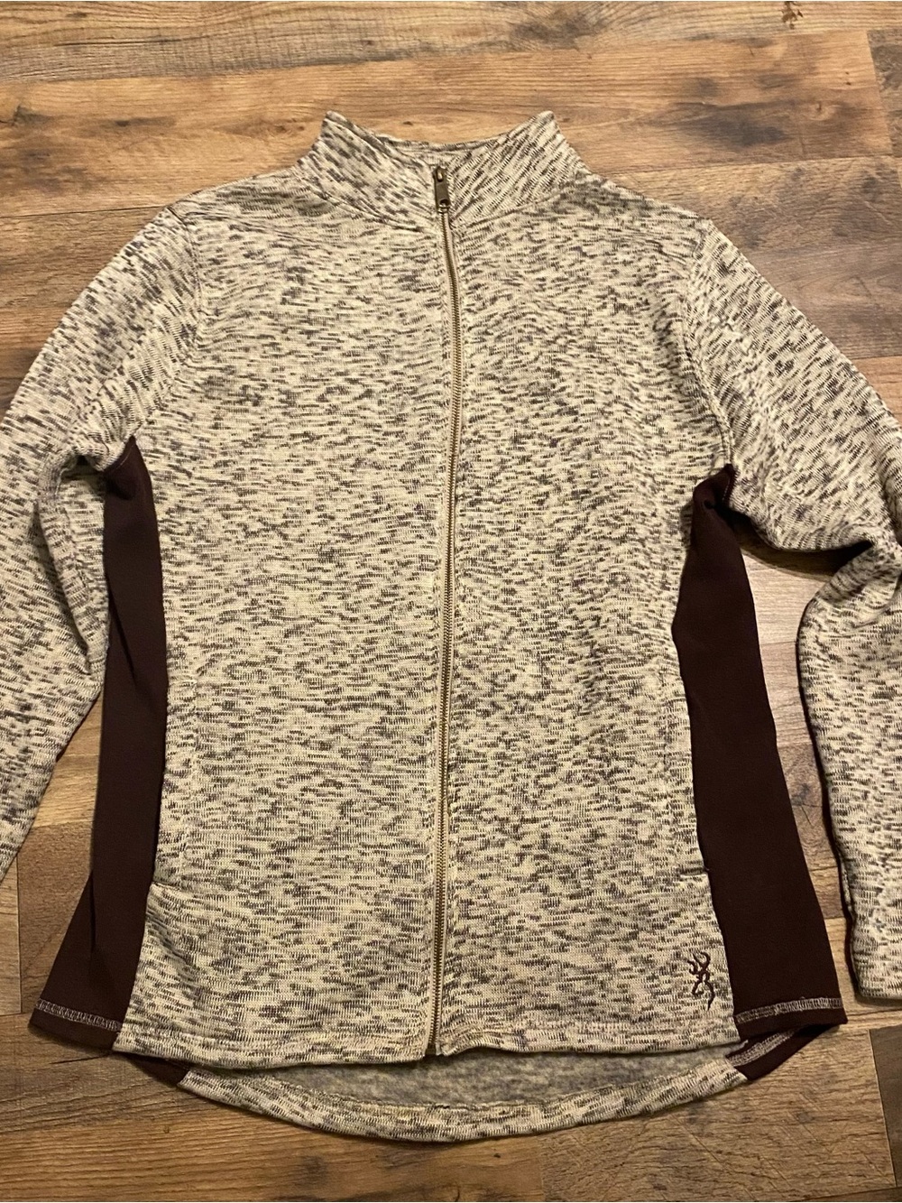 Browning Cream Heathered Full-Zip Jacket with Brown Panels